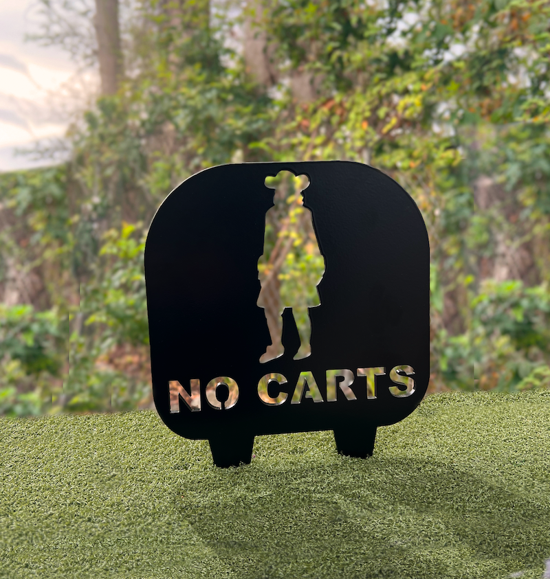 logo and no carts directional cart path sign